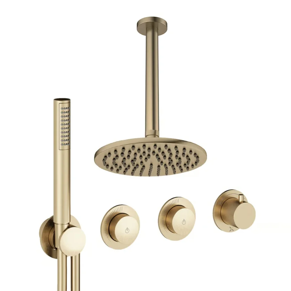 Crosswater Module Shower Set 8 Brushed Brass 200mm Ceiling Mounted product image - Image 1
