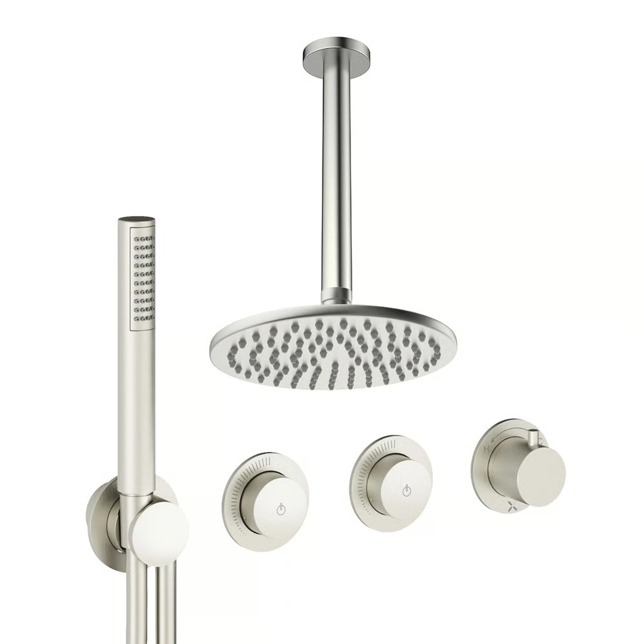 Crosswater Module Shower Set 8 Brushed Nickel 200mm Ceiling Mounted