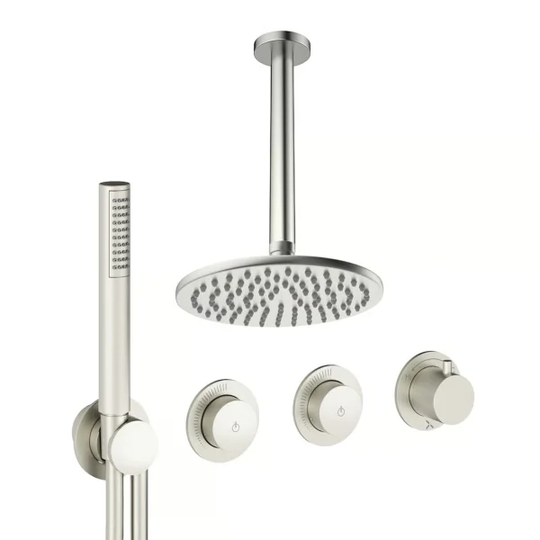 Crosswater Module Shower Set 8 Brushed Nickel 200mm Ceiling Mounted