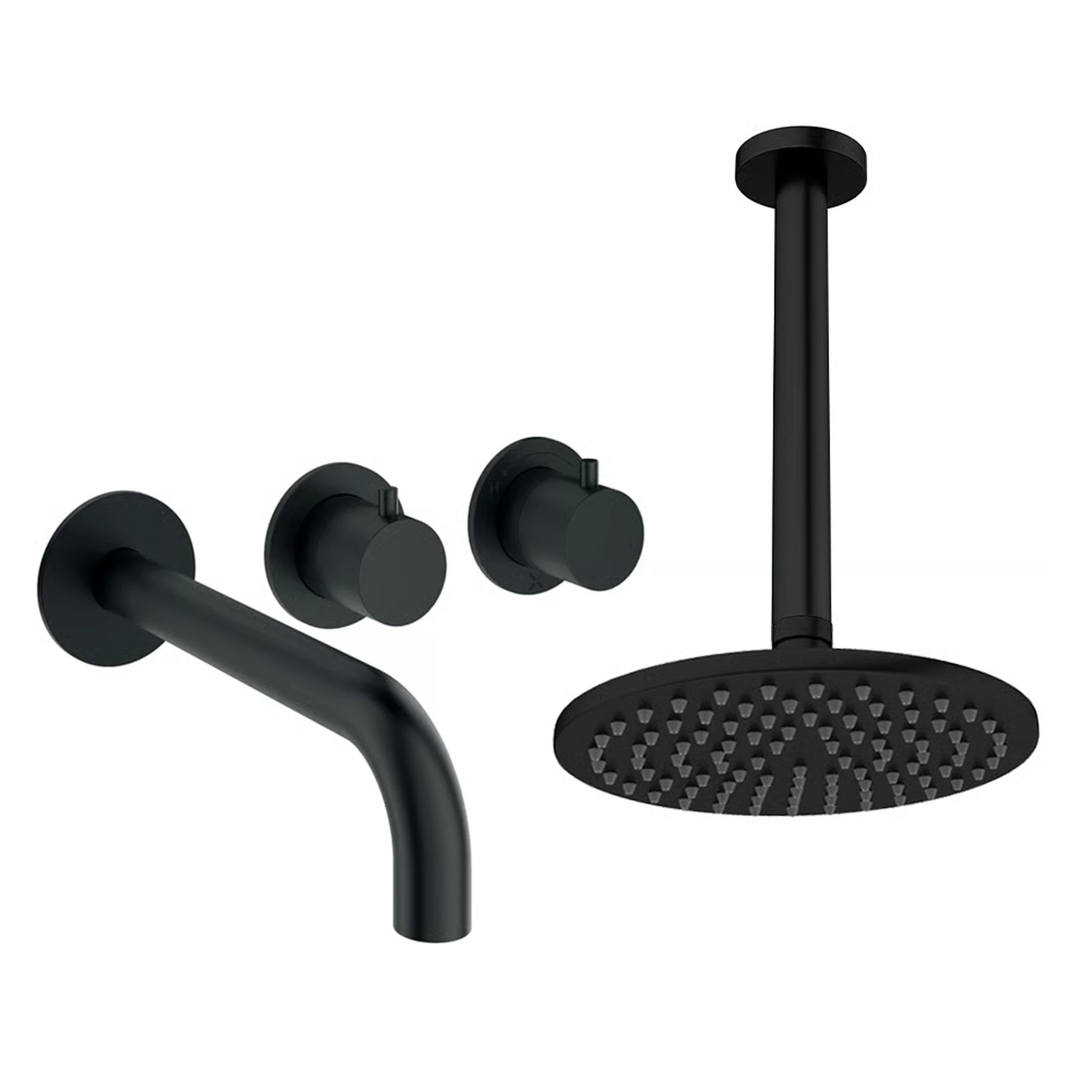Crosswater Module Shower Set 3 Matt Black 200mm Ceiling Mounted