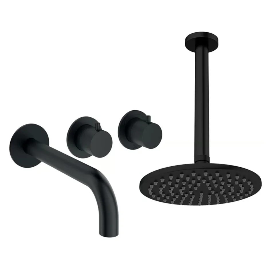 Crosswater Module Shower Set 3 Matt Black 200mm Ceiling Mounted product image - Image 1