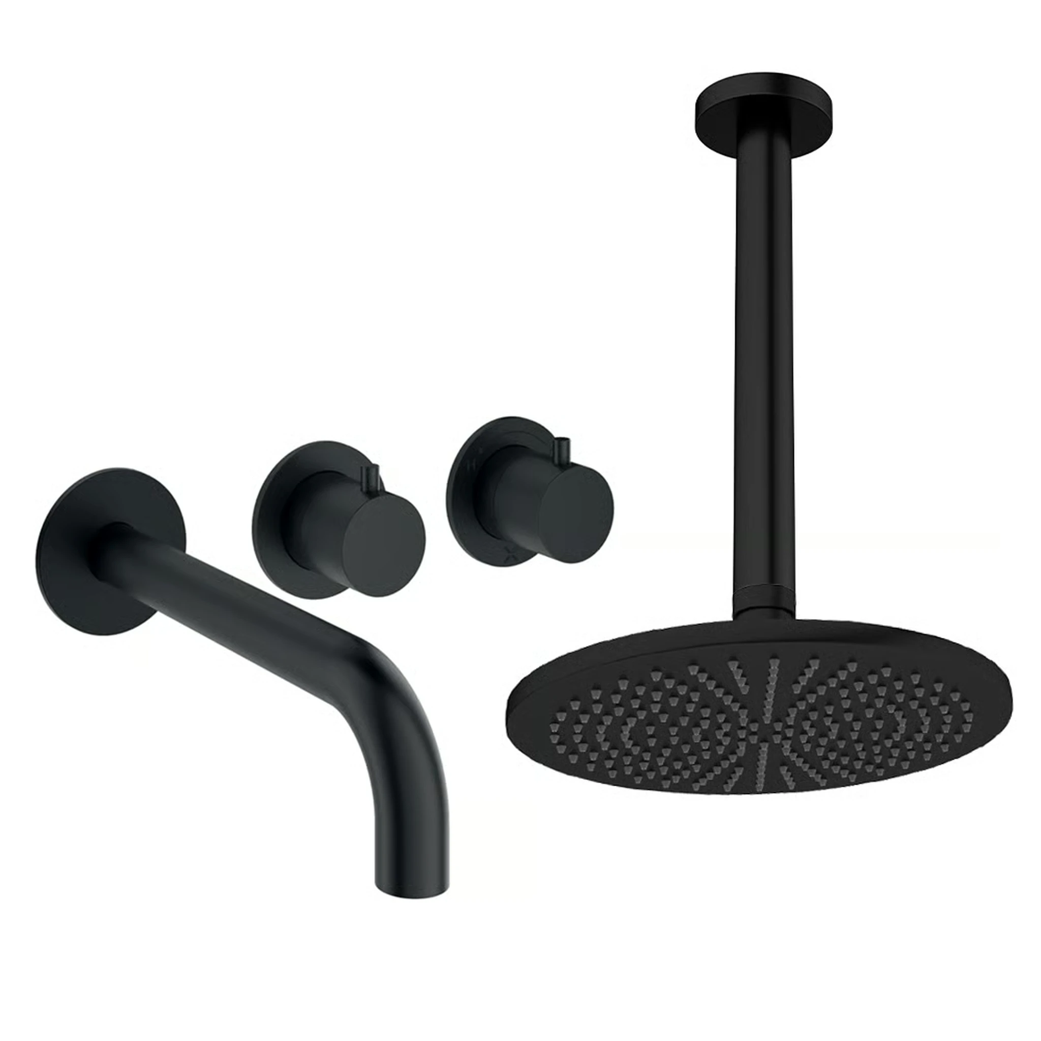 Crosswater Module Shower Set 3 Matt Black 300mm Ceiling Mounted