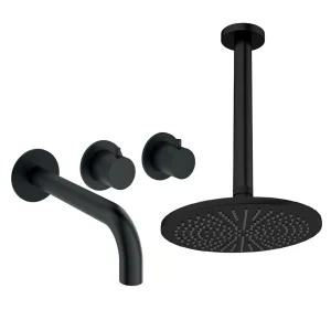 Crosswater Module Shower Set 3 Matt Black 300mm Ceiling Mounted