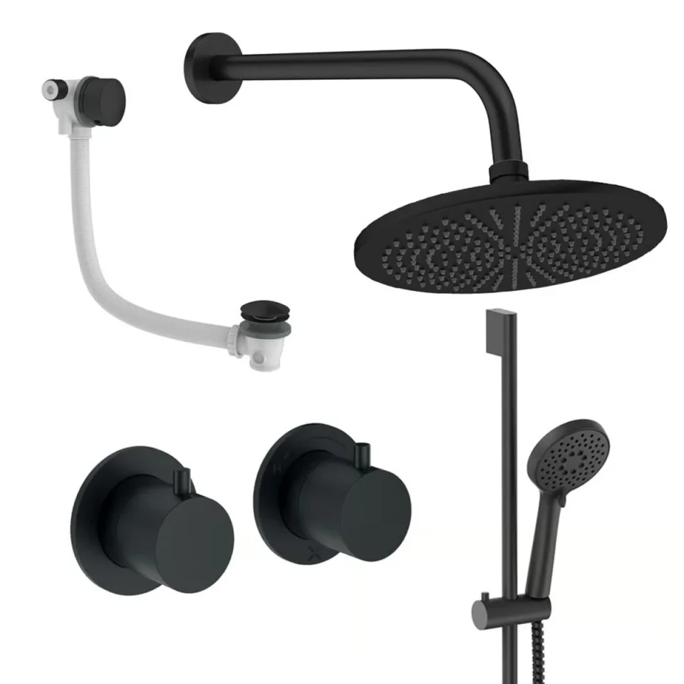 Crosswater Module Shower Set 7 Matt Black 300mm product image - Image 1