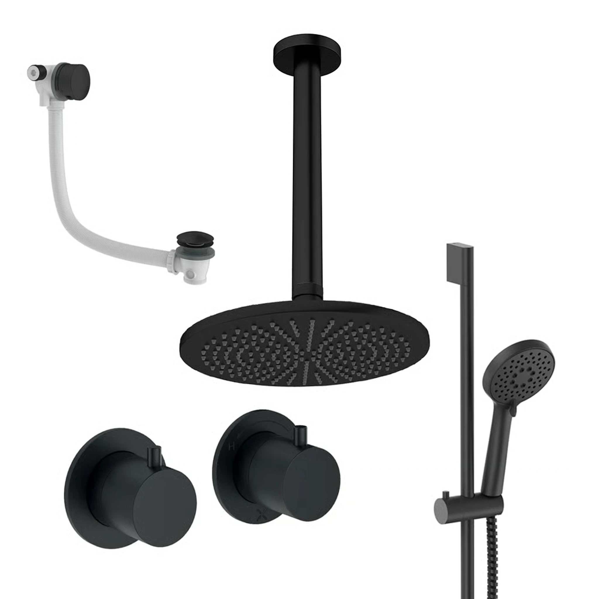 Crosswater Module Shower Set 7 Matt Black 300mm Ceiling Mounted