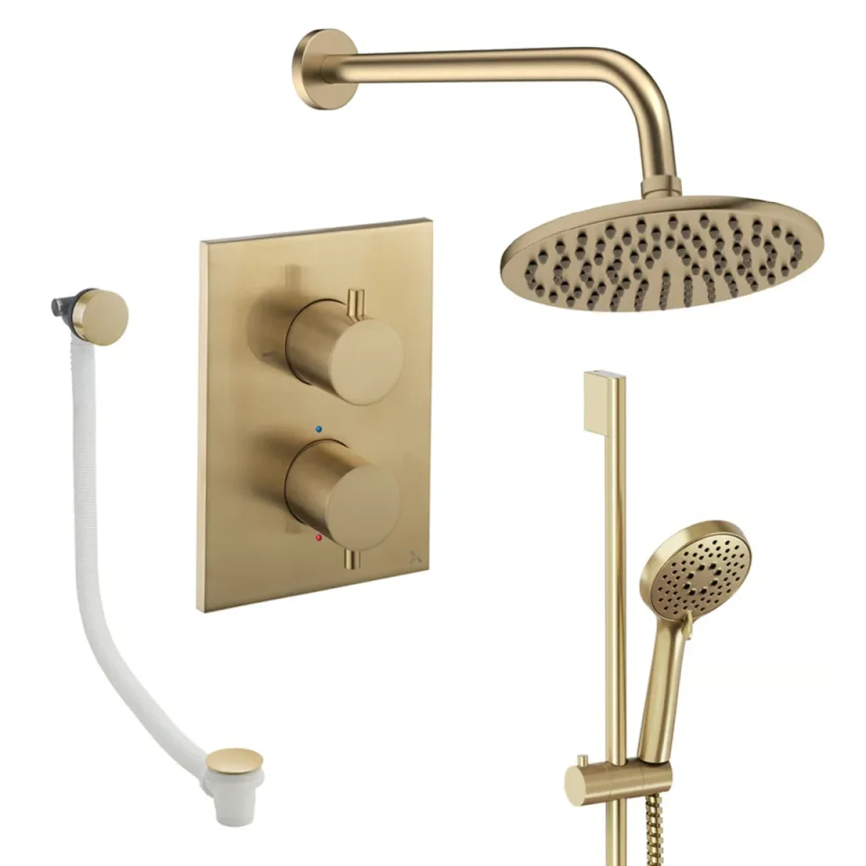 Crosswater Crossbox Shower Set 10 Brushed Brass 200mm product image - Image 3