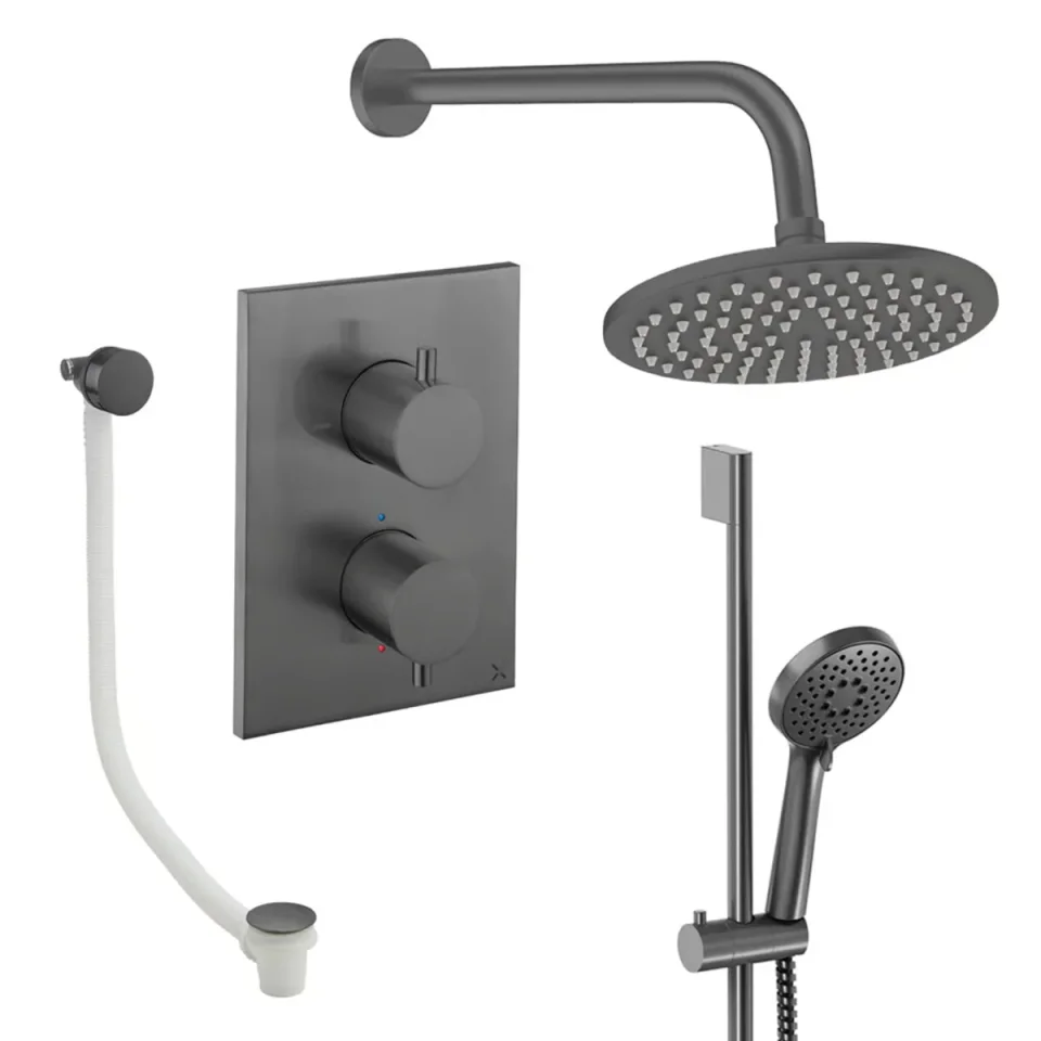 Crosswater Crossbox Shower Set 10 Slate 200mm product image - Image 1