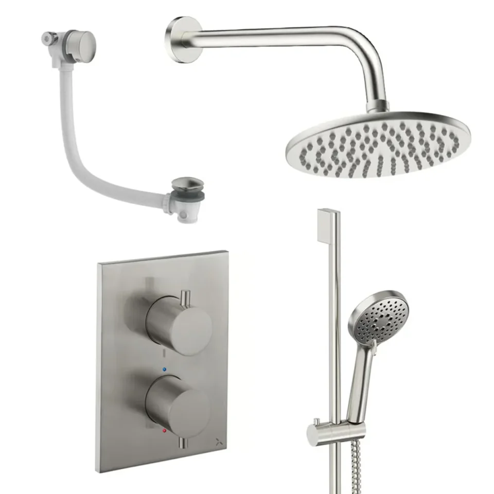 Crosswater Crossbox Shower Set 10 Brushed Nickel 200mm product image - Image 1