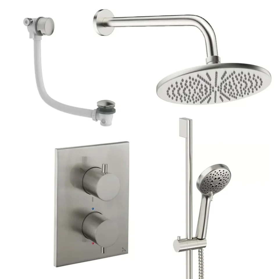 Crosswater Crossbox Shower Set 10 Brushed Nickel 300mm product image - Image 1
