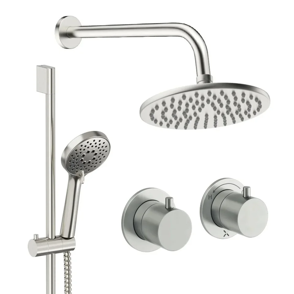Crosswater Module Shower Set 2 Brushed Nickel 200mm product image - Image 1