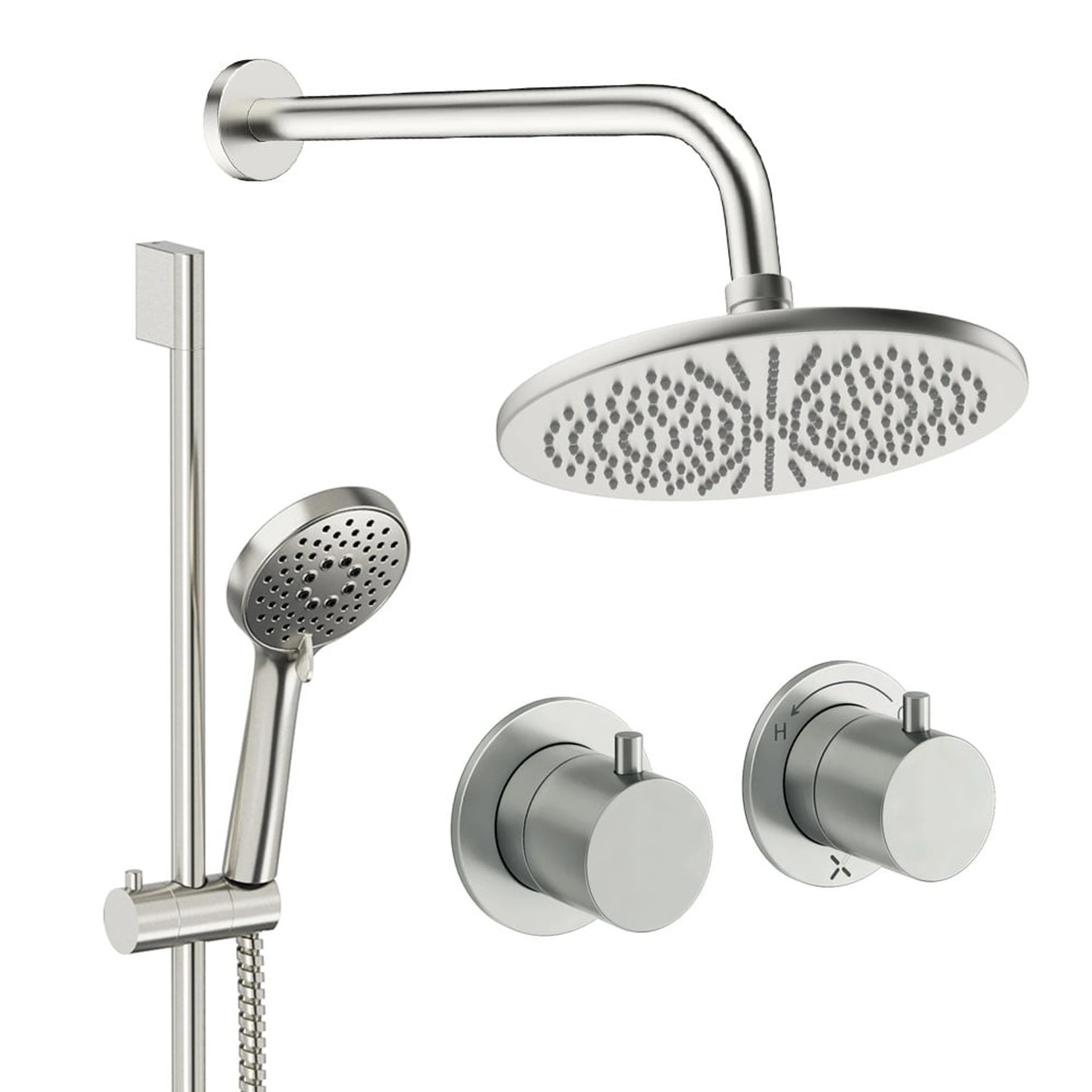 Crosswater Module Shower Set 2 Brushed Nickel 300mm