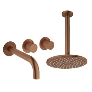Crosswater Module Shower Set 3 Brushed Bronze 200mm Ceiling Mounted