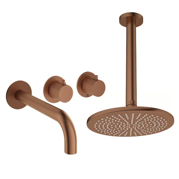 Crosswater Module Shower Set 3 Brushed Bronze 300mm Ceiling Mounted