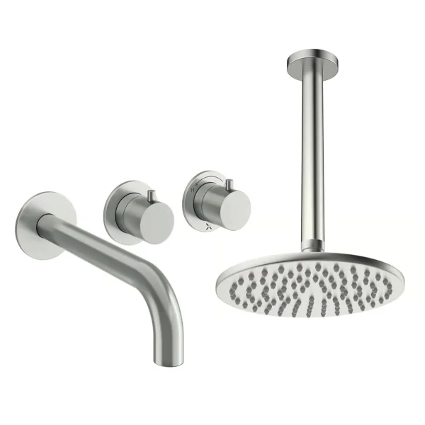 Crosswater Module Shower Set 3 Brushed Nickel 200mm Ceiling Mounted