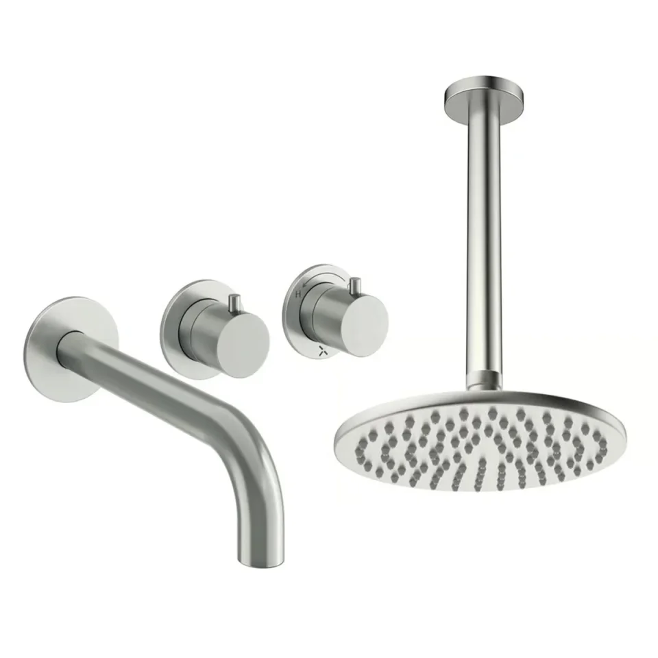 Crosswater Module Shower Set 3 Brushed Nickel 200mm Ceiling Mounted product image - Image 1