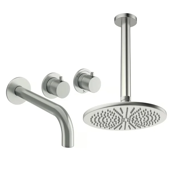 Crosswater Module Shower Set 3 Brushed Nickel 300mm Ceiling Mounted