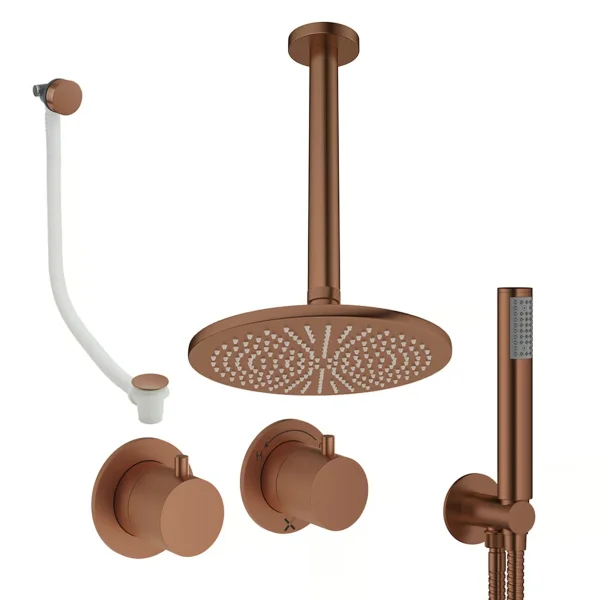Crosswater Module Shower Set 6 Brushed Bronze 300mm Ceiling Mounted