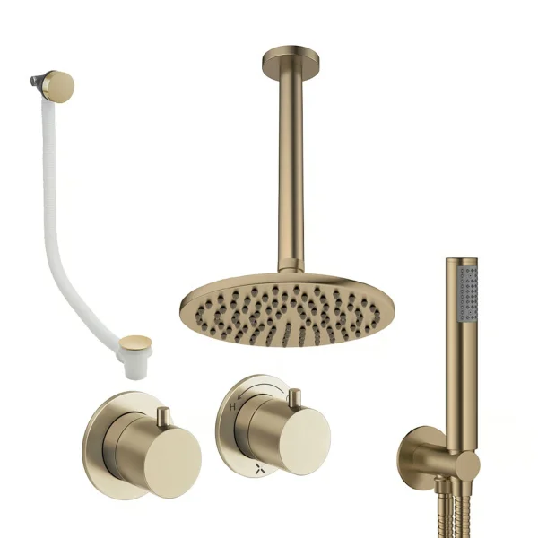 Crosswater Module Shower Set 6 Brushed Brass 200mm Ceiling Mounted