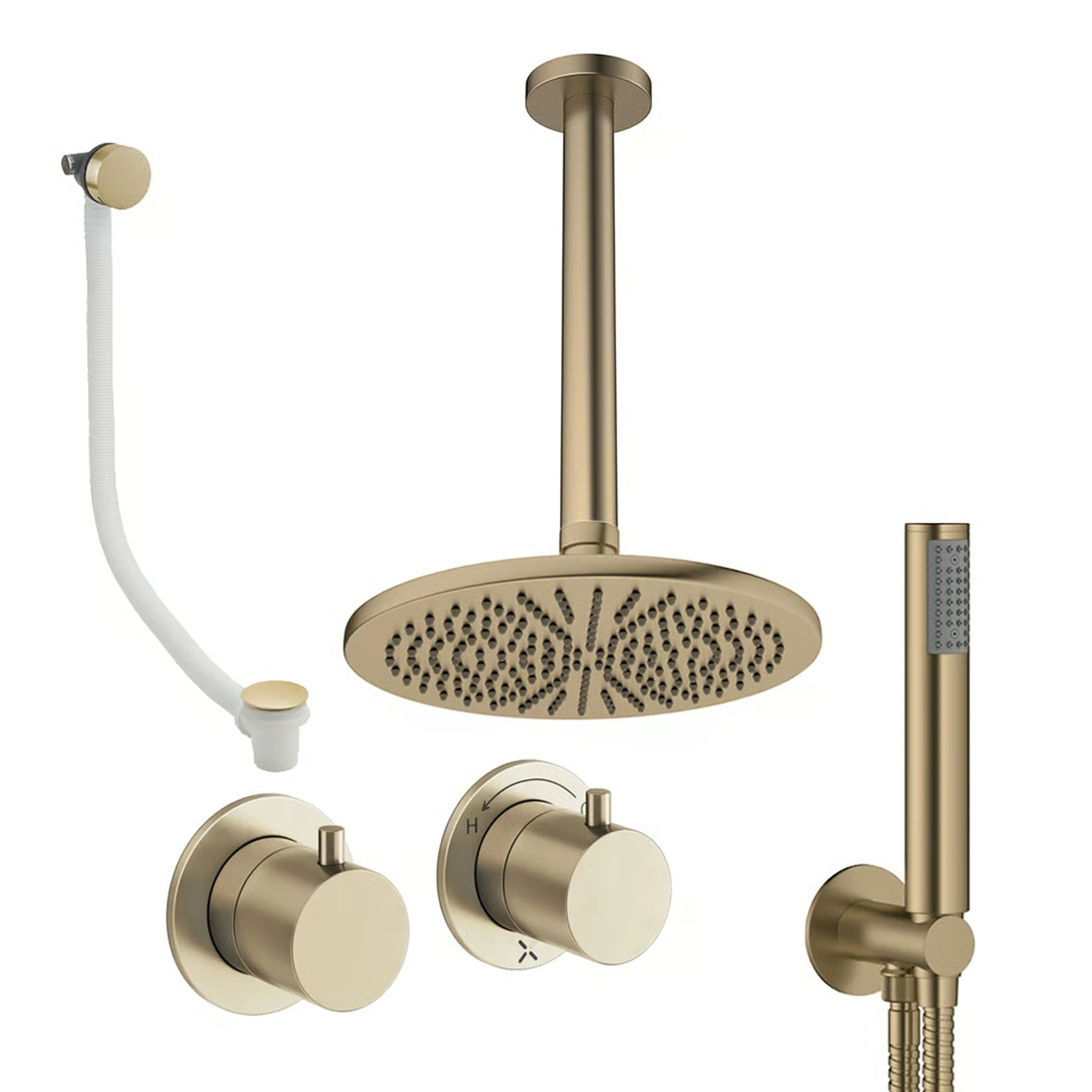 Crosswater Module Shower Set 6 Brushed Brass 300mm Ceiling Mounted