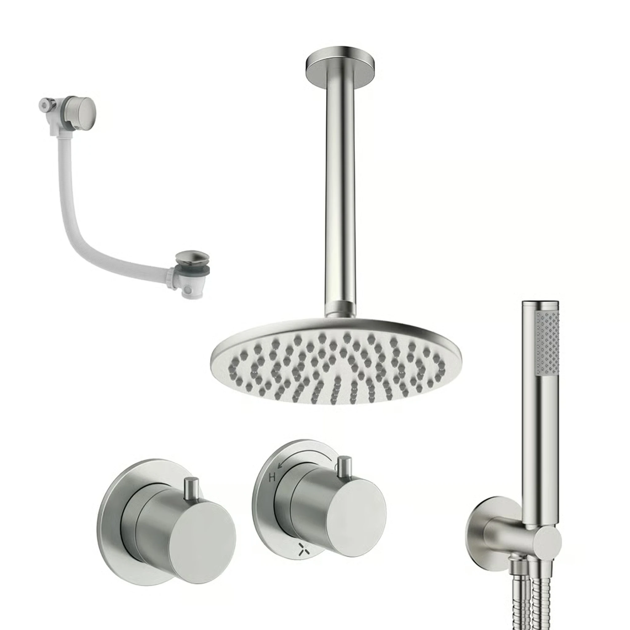 Crosswater Module Shower Set 6 Brushed Nickel 200mm Ceiling Mounted