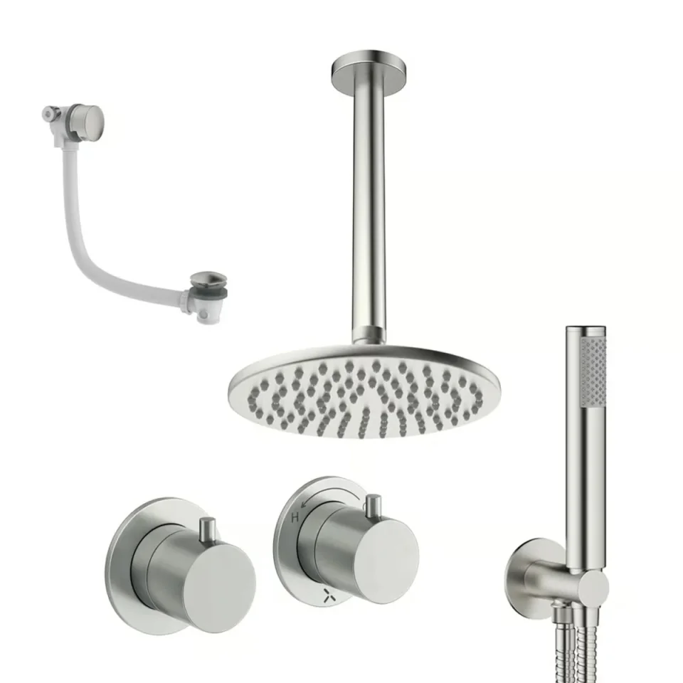 Crosswater Module Shower Set 6 Brushed Nickel 200mm Ceiling Mounted product image - Image 1