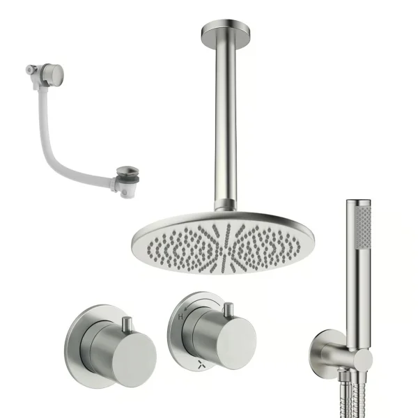 Crosswater Module Shower Set 6 Brushed Nickel 300mm Ceiling Mounted