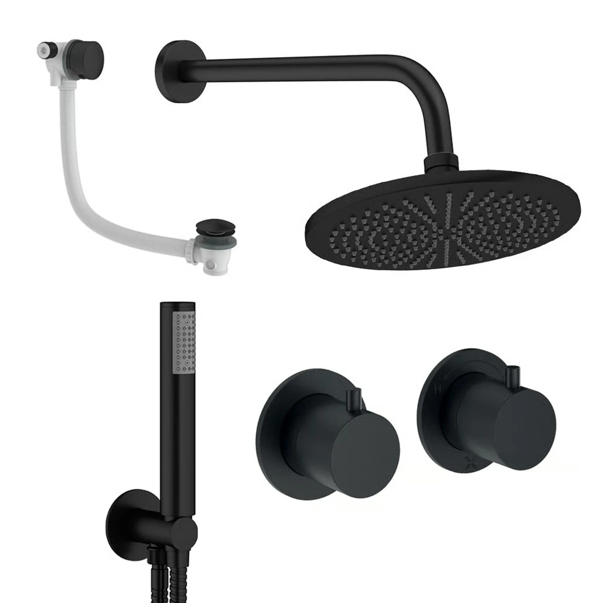 Crosswater Module Shower Set 6 Matt Black 300mm