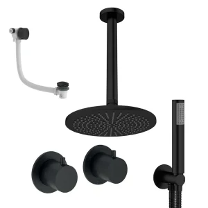 Crosswater Module Shower Set 6 Matt Black 300mm Ceiling Mounted