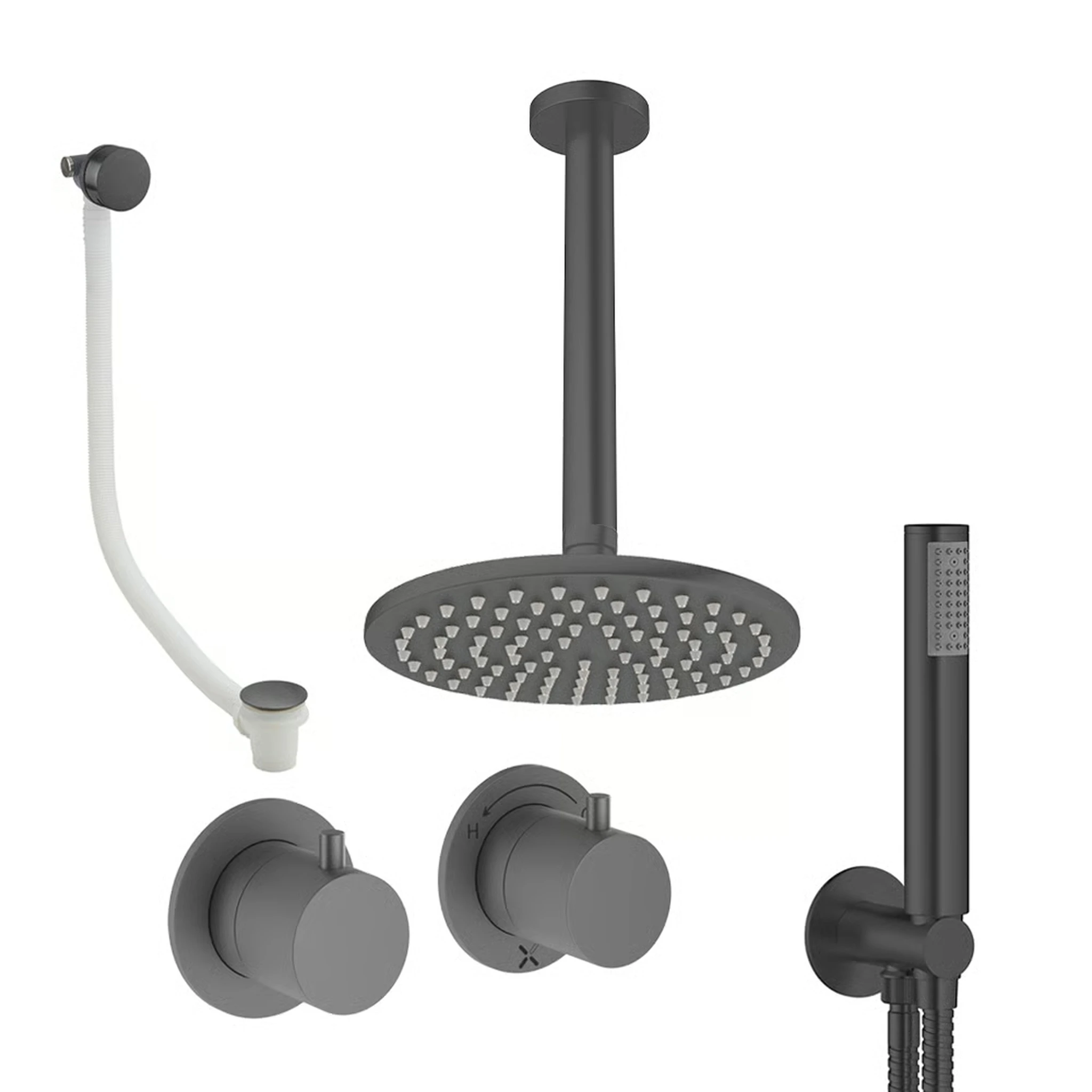 Crosswater Module Shower Set 6 Slate 200mm Ceiling Mounted