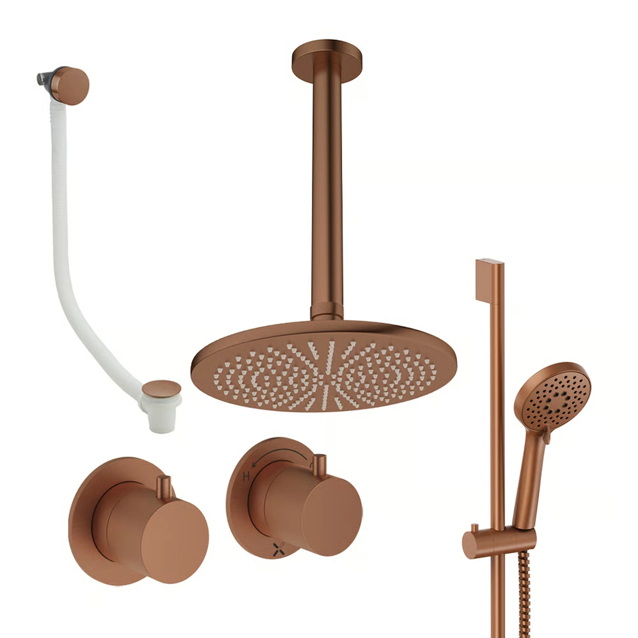 Crosswater Module Shower Set 7 Brushed Bronze 300mm Ceiling Mounted