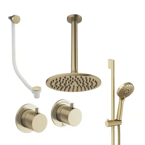 Crosswater Module Shower Set 7 Brushed Brass 200mm Ceiling Mounted