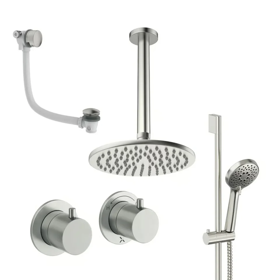 Crosswater Module Shower Set 7 Brushed Nickel 200mm Ceiling Mounted product image - Image 1