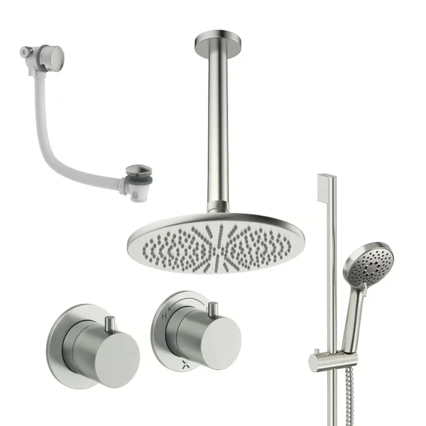 Crosswater Module Shower Set 7 Brushed Nickel 300mm Ceiling Mounted