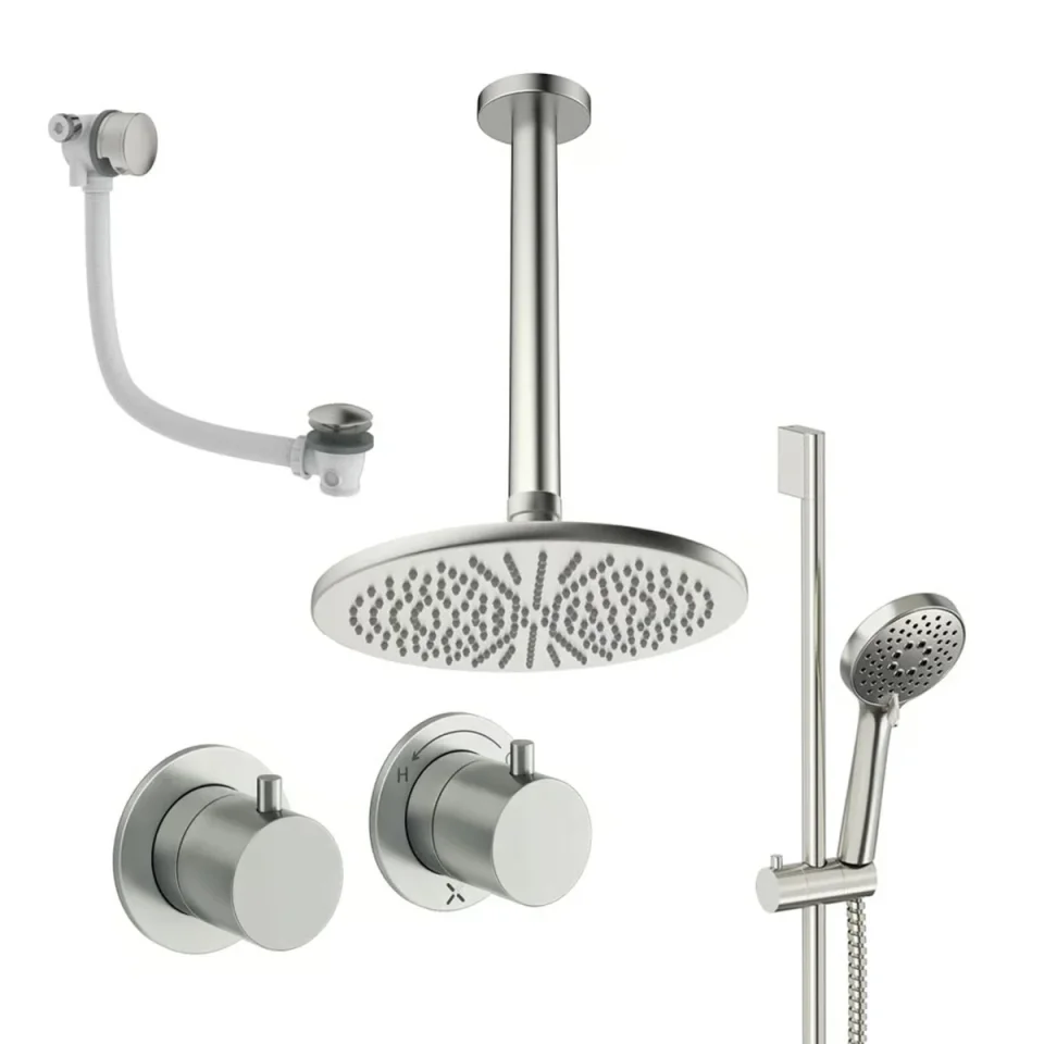 Crosswater Module Shower Set 7 Brushed Nickel 300mm Ceiling Mounted product image - Image 1
