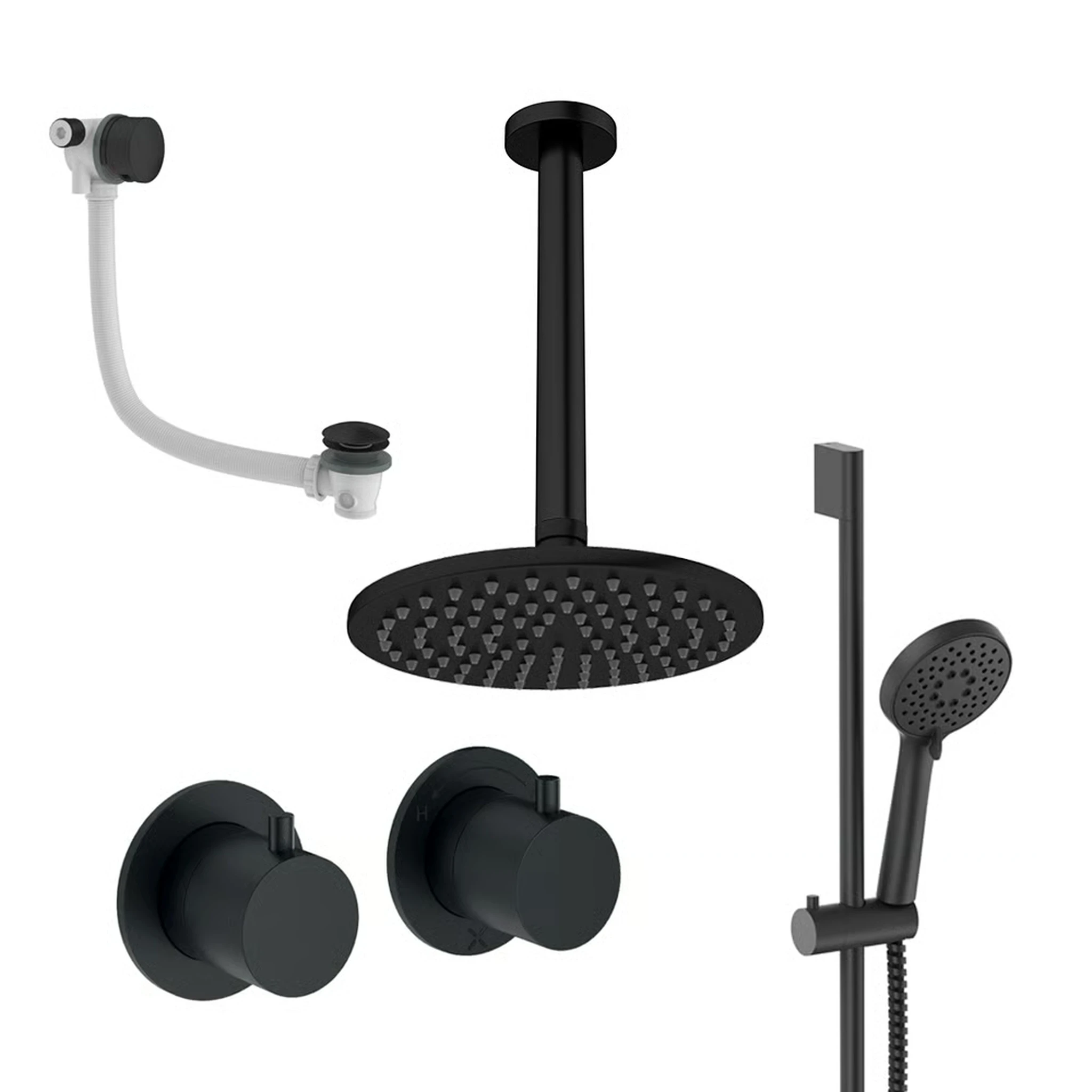 Crosswater Module Shower Set 7 Matt Black 200mm Ceiling Mounted