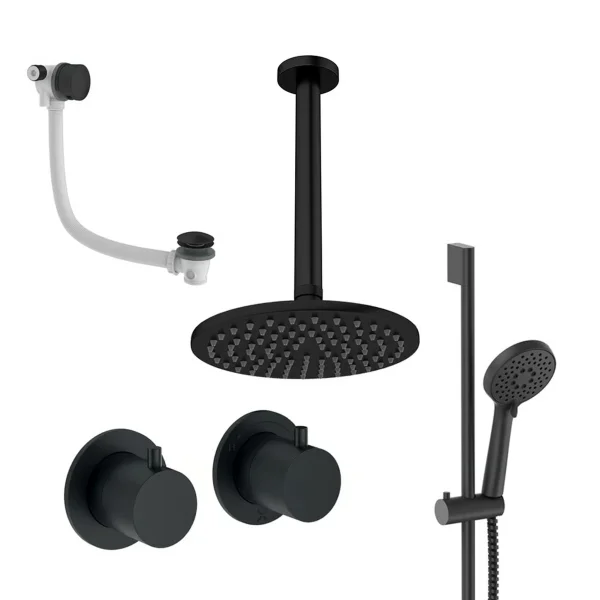 Crosswater Module Shower Set 7 Matt Black 200mm Ceiling Mounted
