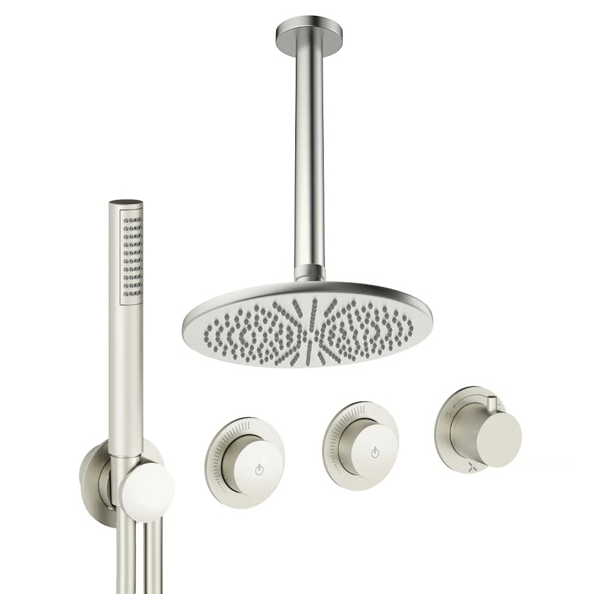 Crosswater Module Shower Set 8 Brushed Nickel 300mm Ceiling Mounted