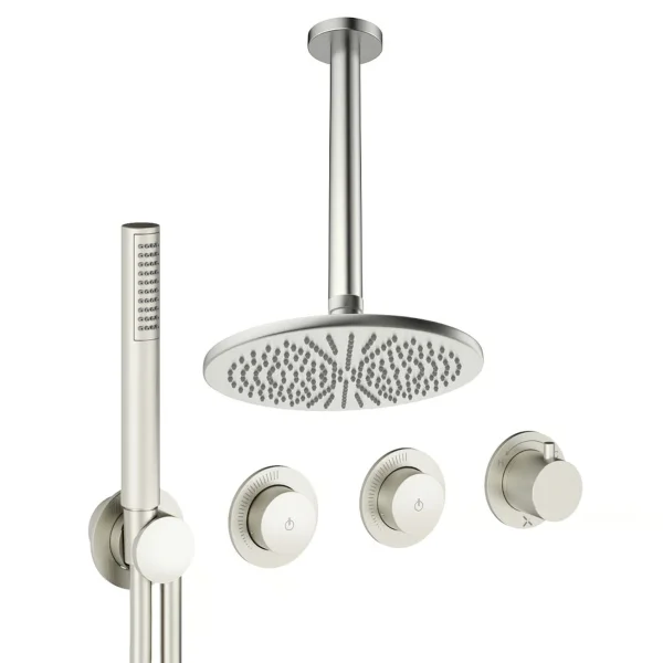 Crosswater Module Shower Set 8 Brushed Nickel 300mm Ceiling Mounted