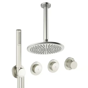 Crosswater Module Shower Set 8 Brushed Nickel 300mm Ceiling Mounted