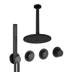 Crosswater Module Shower Set 8 Matt Black 200mm Ceiling Mounted
