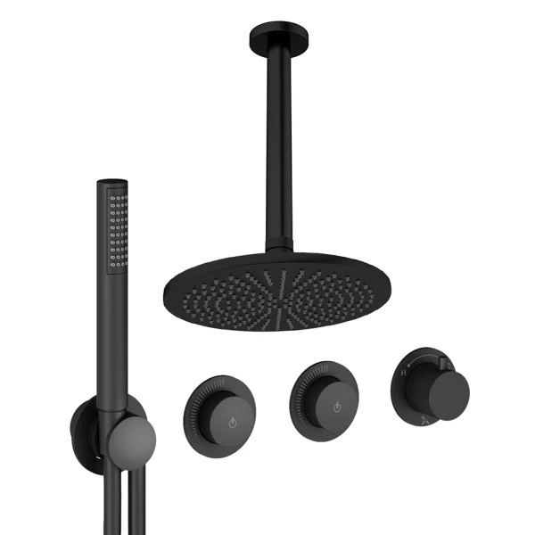 Crosswater Module Shower Set 8 Matt Black 300mm Ceiling Mounted