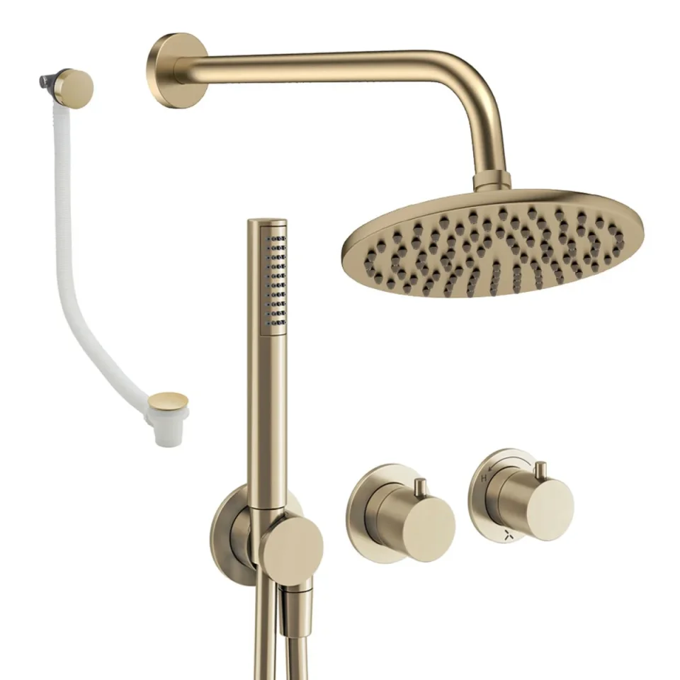 Crosswater Module Shower Set 9 Brushed Brass 200mm product image - Image 1
