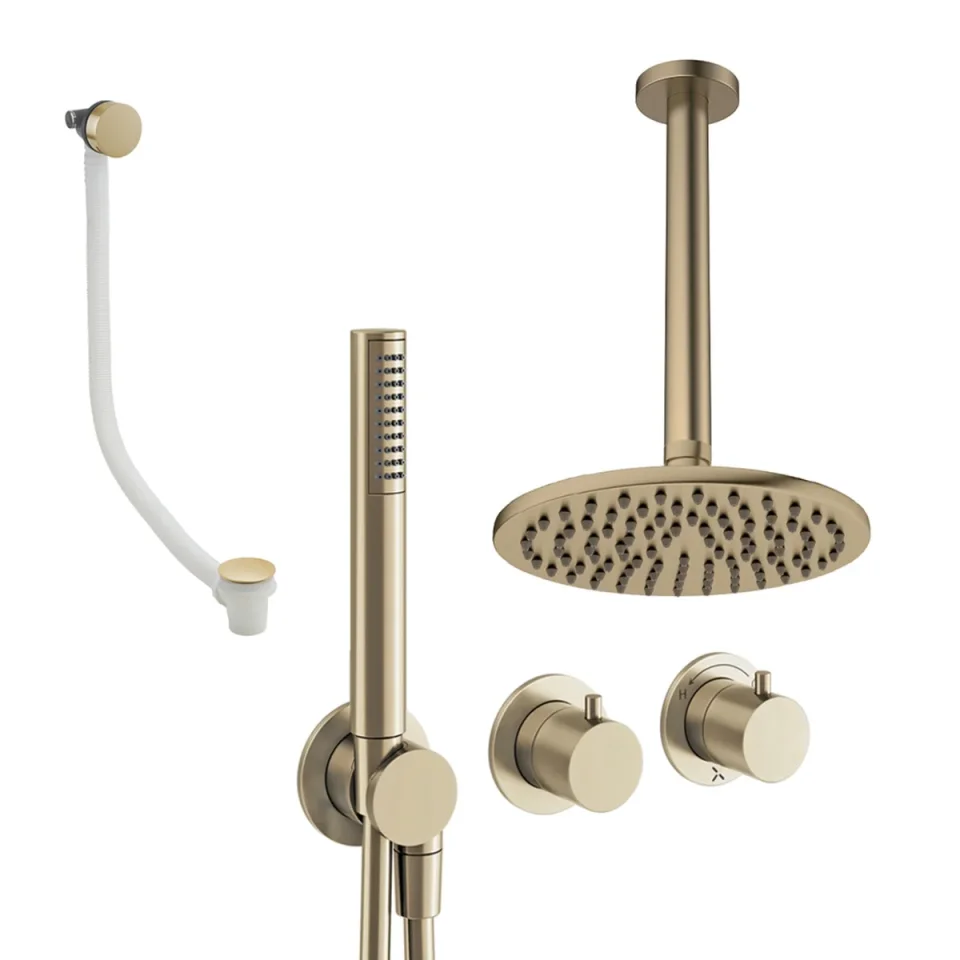 Crosswater Module Shower Set 9 Brushed Brass 200mm Ceiling Mounted product image - Image 1