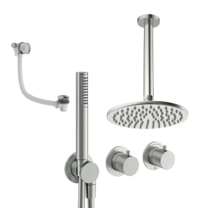 Crosswater Module Shower Set 9 Brushed Nickel 200mm Ceiling Mounted