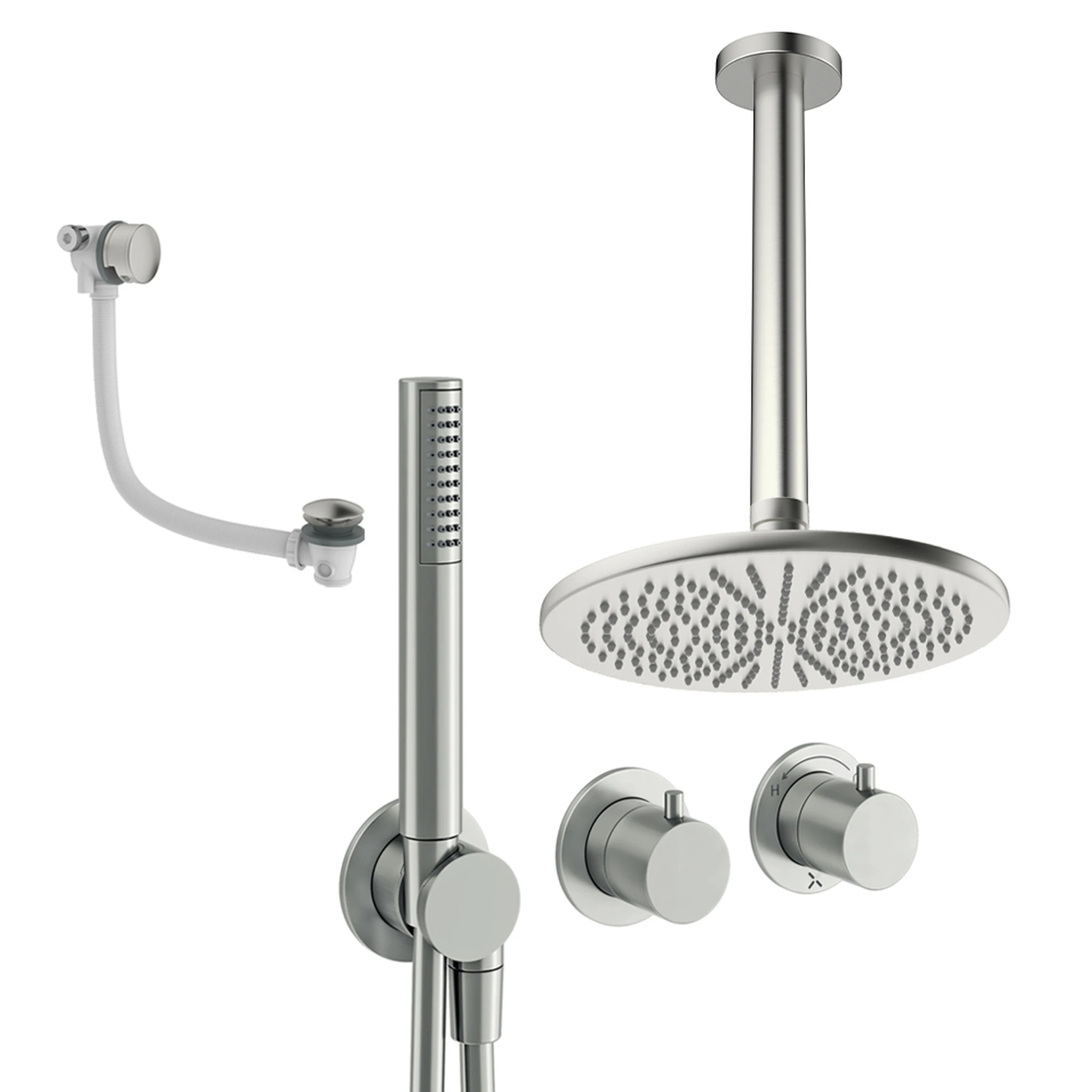 Crosswater Module Shower Set 9 Brushed Nickel 300mm Ceiling Mounted