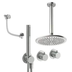 Crosswater Module Shower Set 9 Brushed Nickel 300mm Ceiling Mounted