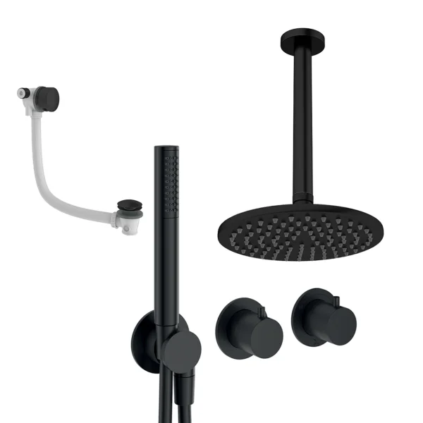 Crosswater Module Shower Set 9 Matt Black 200mm Ceiling Mounted