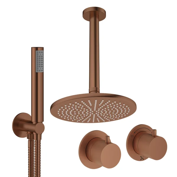 Crosswater Module Shower Set 1 Brushed Bronze 300mm Ceiling Mounted