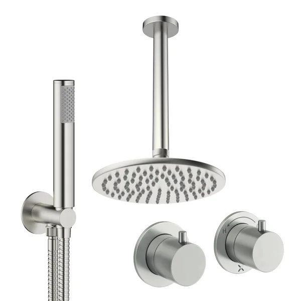 Crosswater Module Shower Set 1 Brushed Nickel 200mm Ceiling Mounted