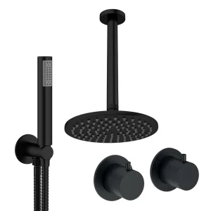 Crosswater Module Shower Set 1 Matt Black 200mm Ceiling Mounted